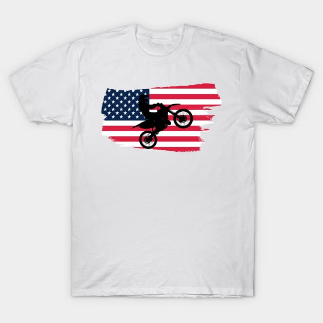 Awesome American flag Dirt bike/Motocross design. T-Shirt by Murray Clothing